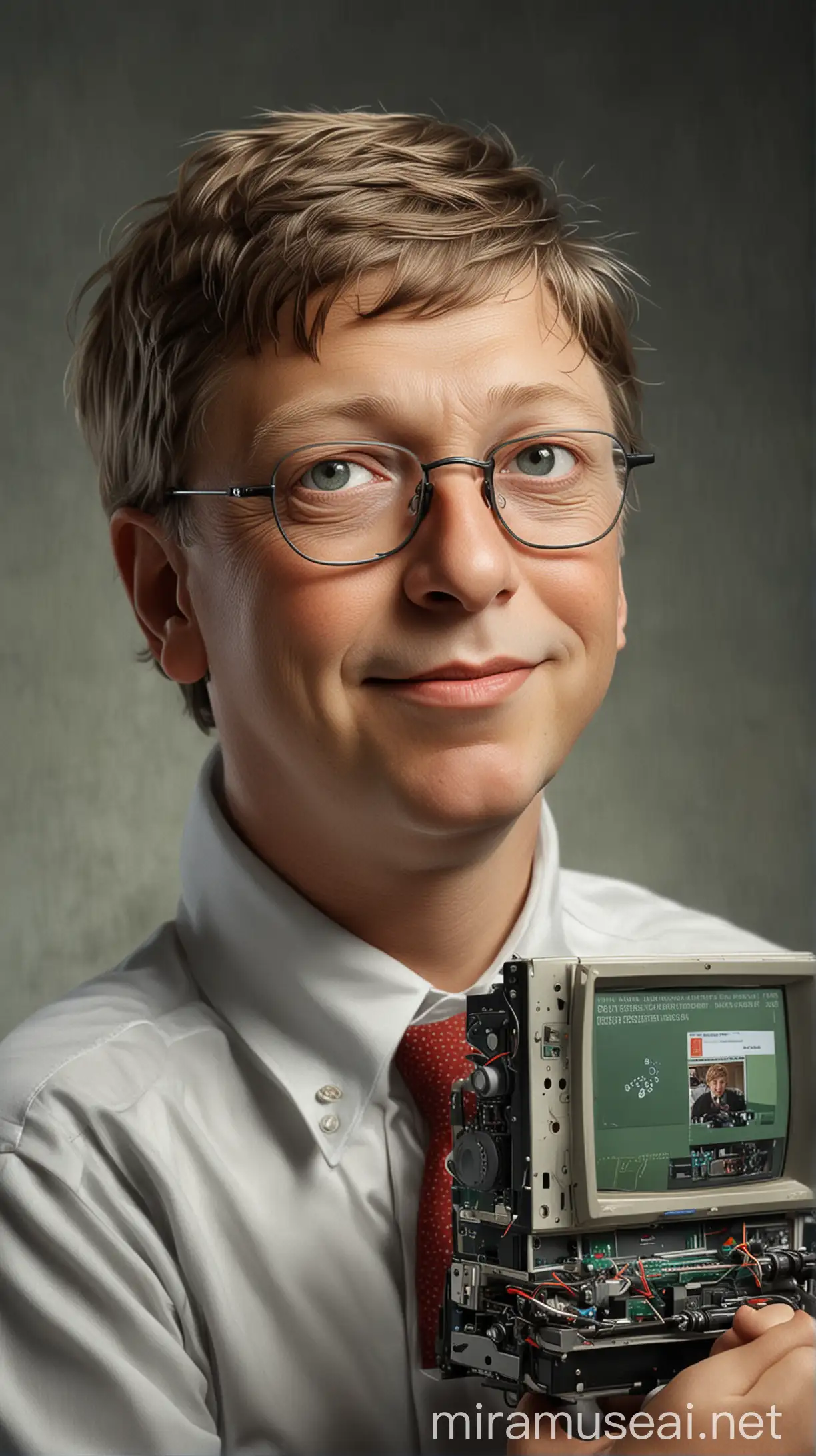 Young Bill Gates Showing Early Interest in Technology Hyper Realistic Portrait