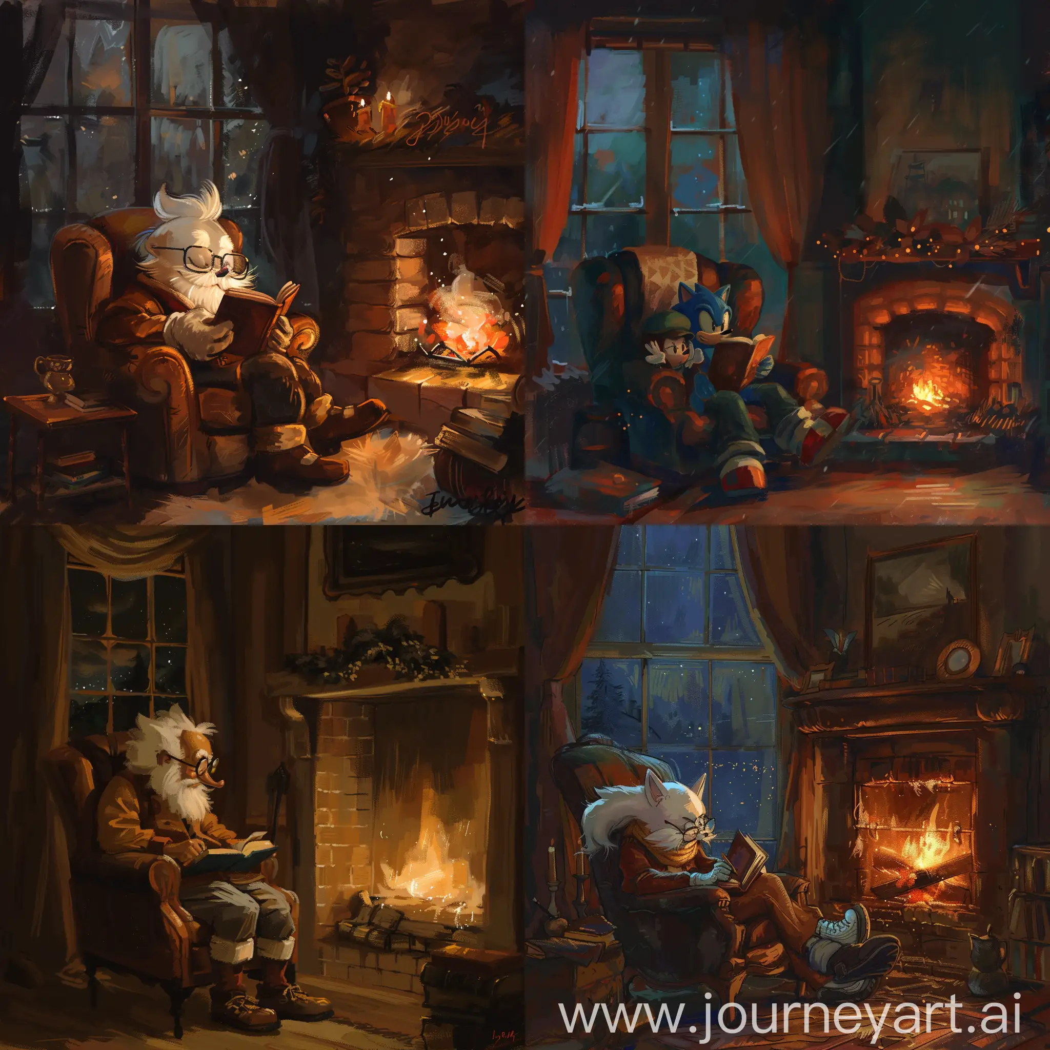 Eggman-Sitting-by-Fireplace-with-Sage-in-Impressionist-Style