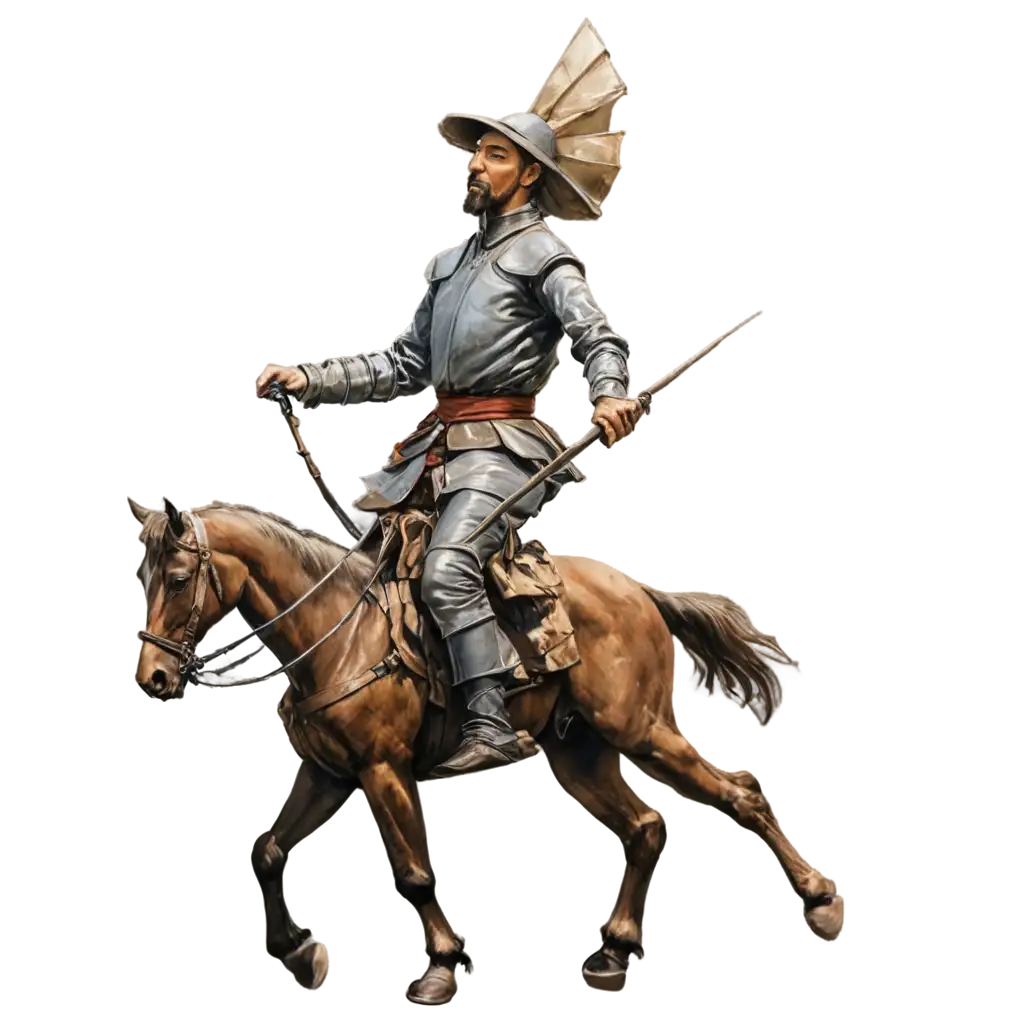 Don-Quixote-on-a-Horse-with-a-Lance-Near-Windmills-PNG-Image-for-HighQuality-Visuals