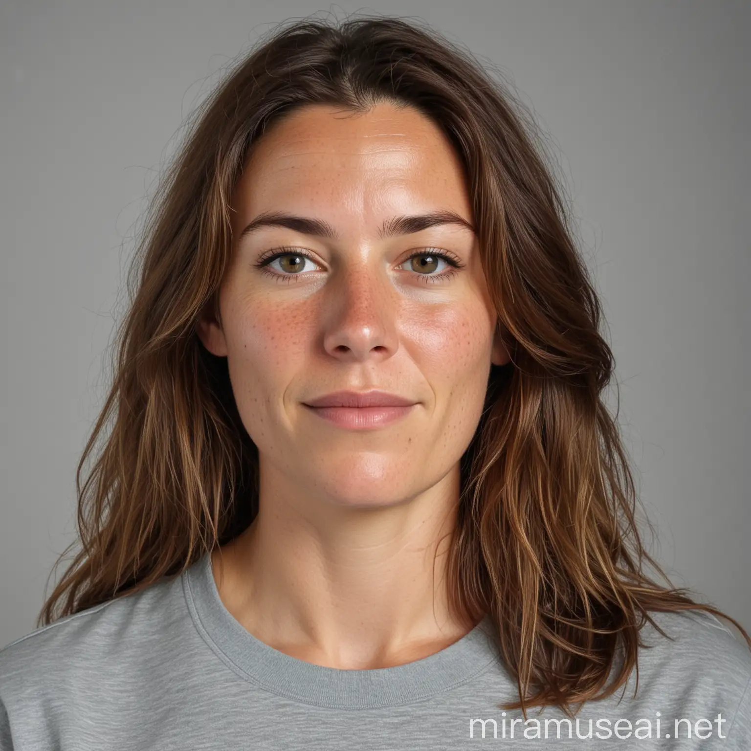 Portrait of 37YearOld Policewoman with Fair Skin and Brown Hair