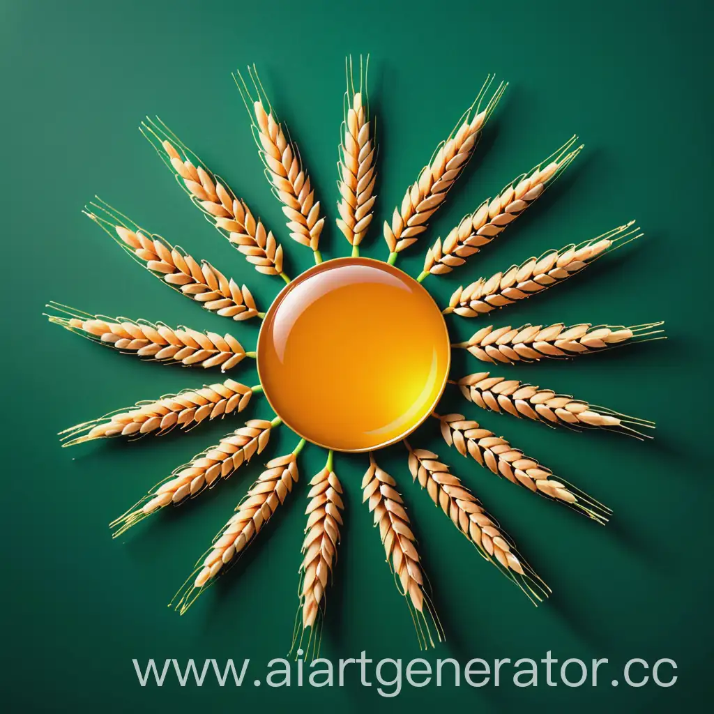 Golden-Wheat-Sun-Shape-on-Green-Background