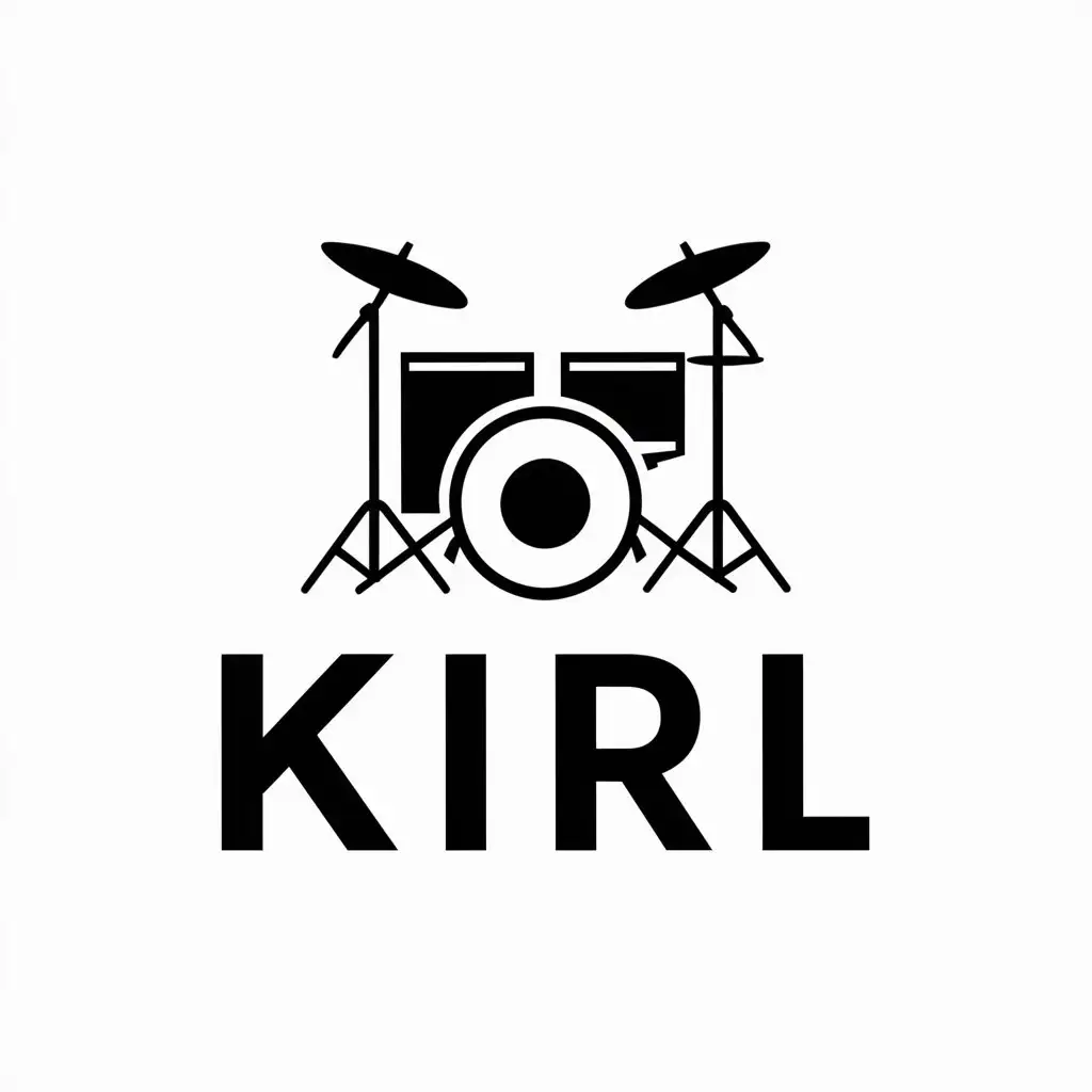 a vector logo design,with the text "KIRL", main symbol:Drum set,Minimalistic,be used in Entertainment industry,clear background