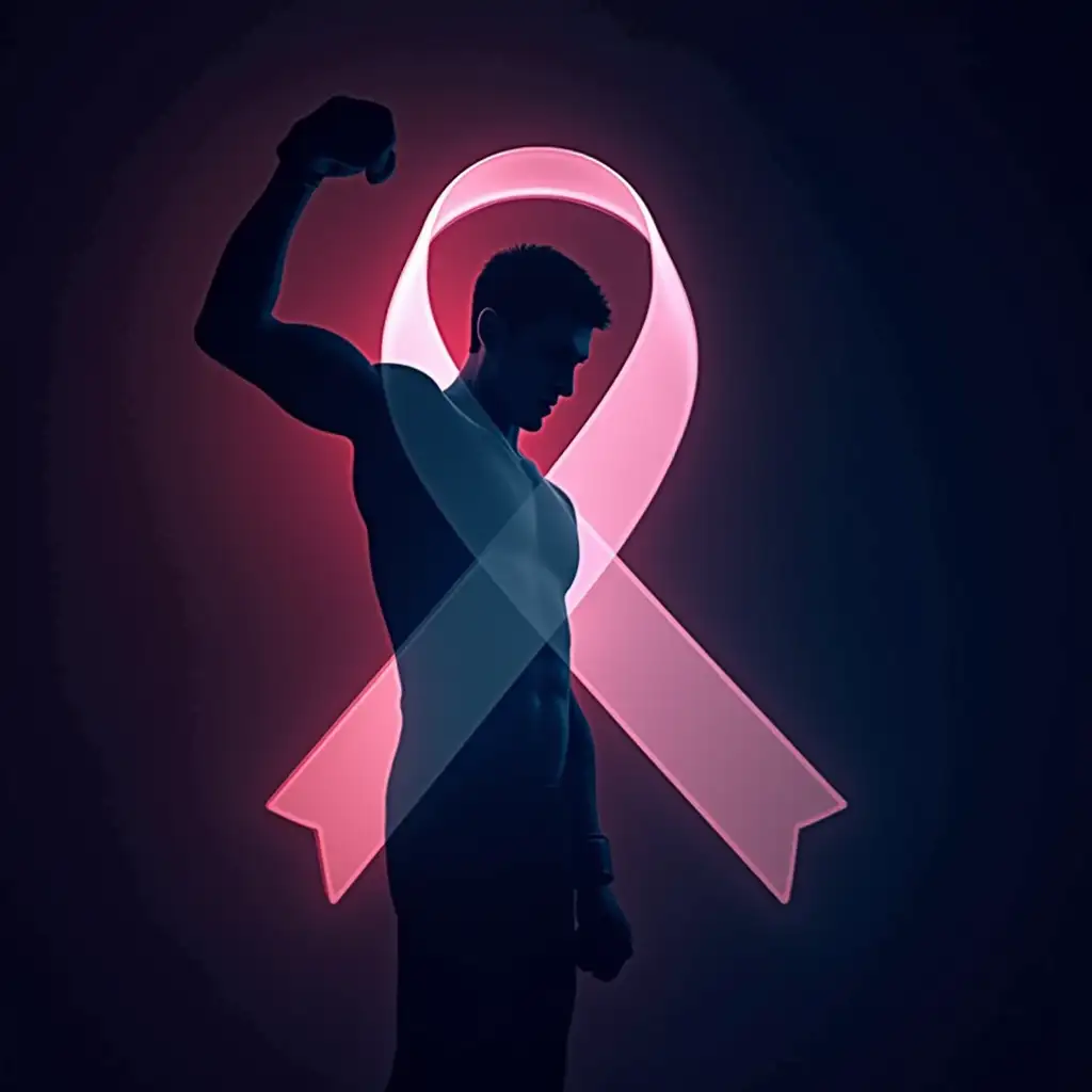 Male-Silhouette-in-DefAI-Image-Prompt-Expansioniant-Stance-with-Boxing-Glove-and-Cancer-Awareness-Ribbon