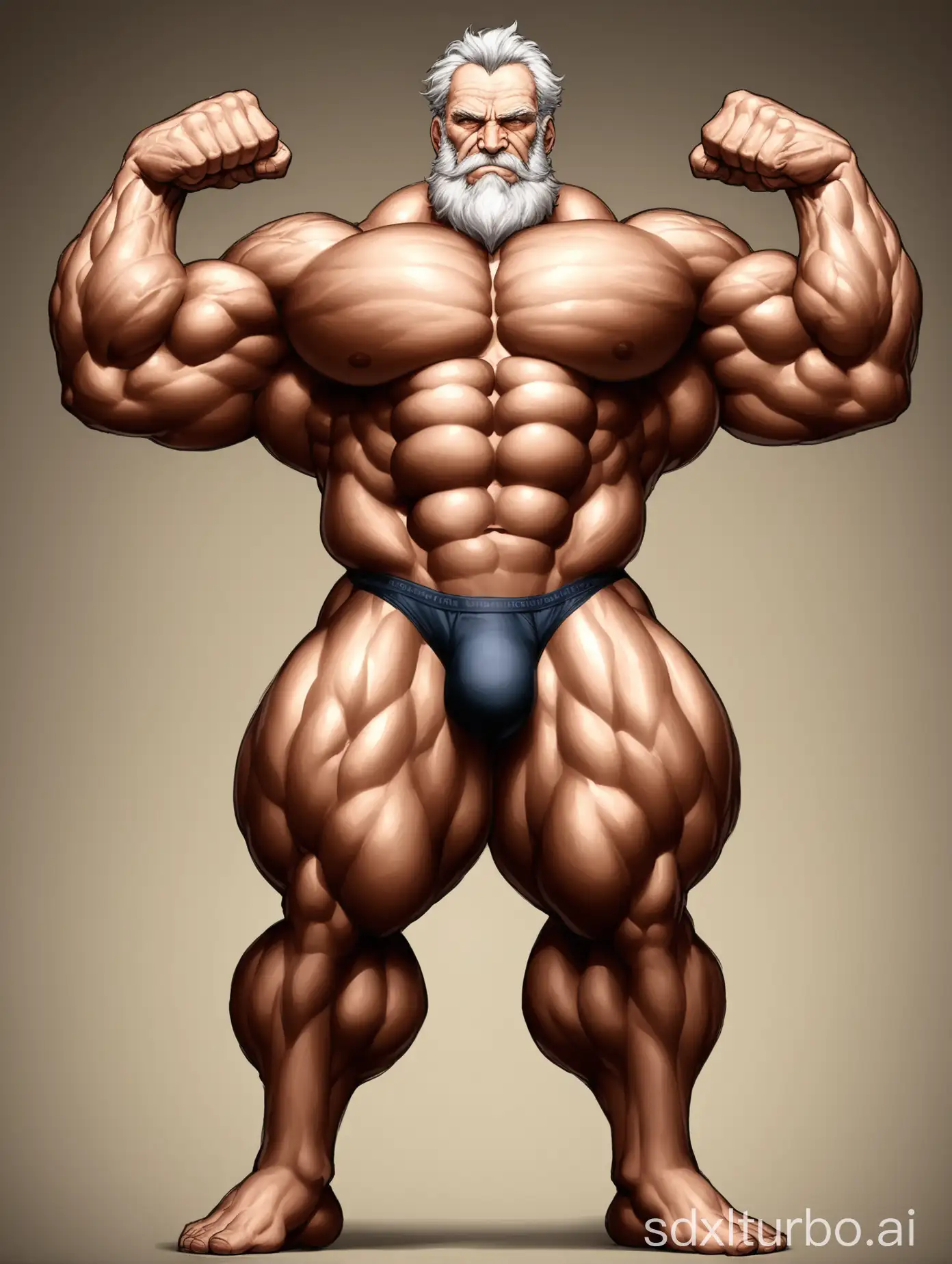 Giant-Old-Man-Flexing-Muscular-Body-in-Underwear