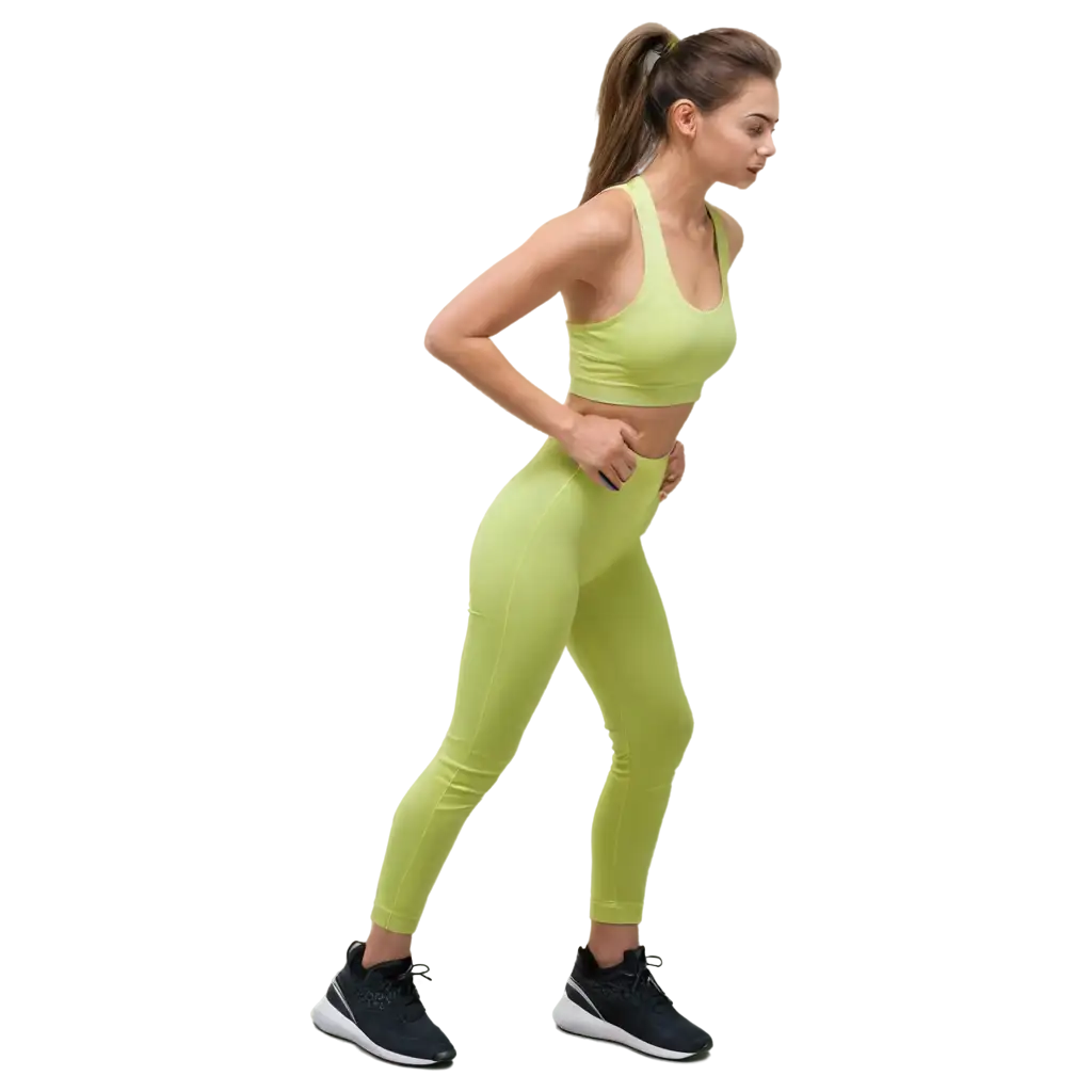 PNG-Image-of-a-TwentyFive-Year-Old-Girl-in-LimeColored-Sportsuit-Doing-Fitness-Without-Equipment