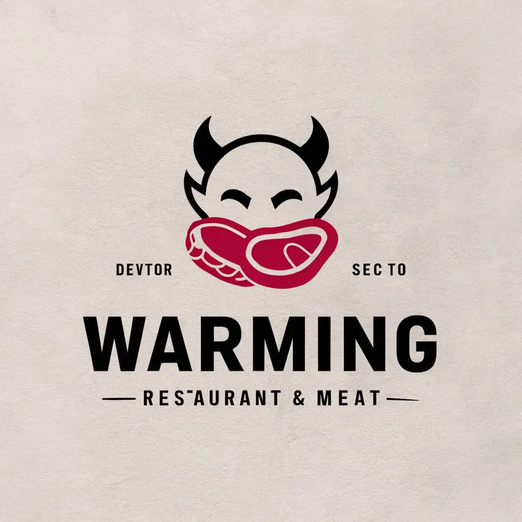 a vector logo design,with the text "Warming", main symbol:Devil and meat,Moderate,be used in Restaurant industry,clear background