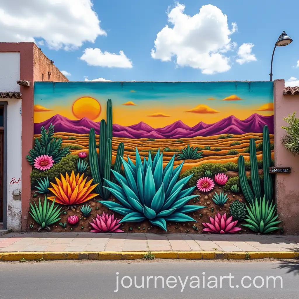 Urban-Mural-of-Agave-Landscape-in-El-Arenal-with-Colonial-Color-Palette