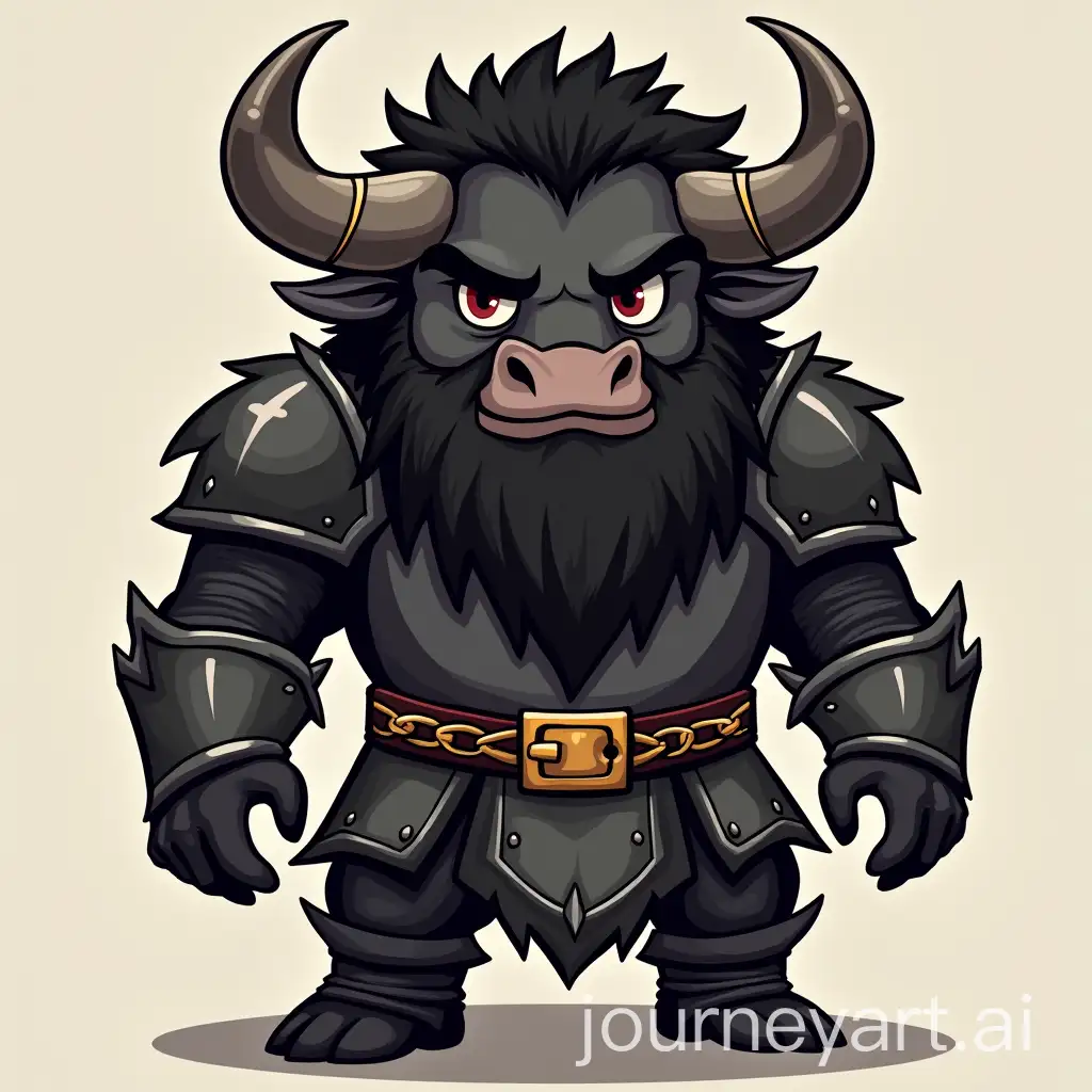 Chibi-Style-Black-Minotaur-with-Beard-Wearing-Chainmail-Armor