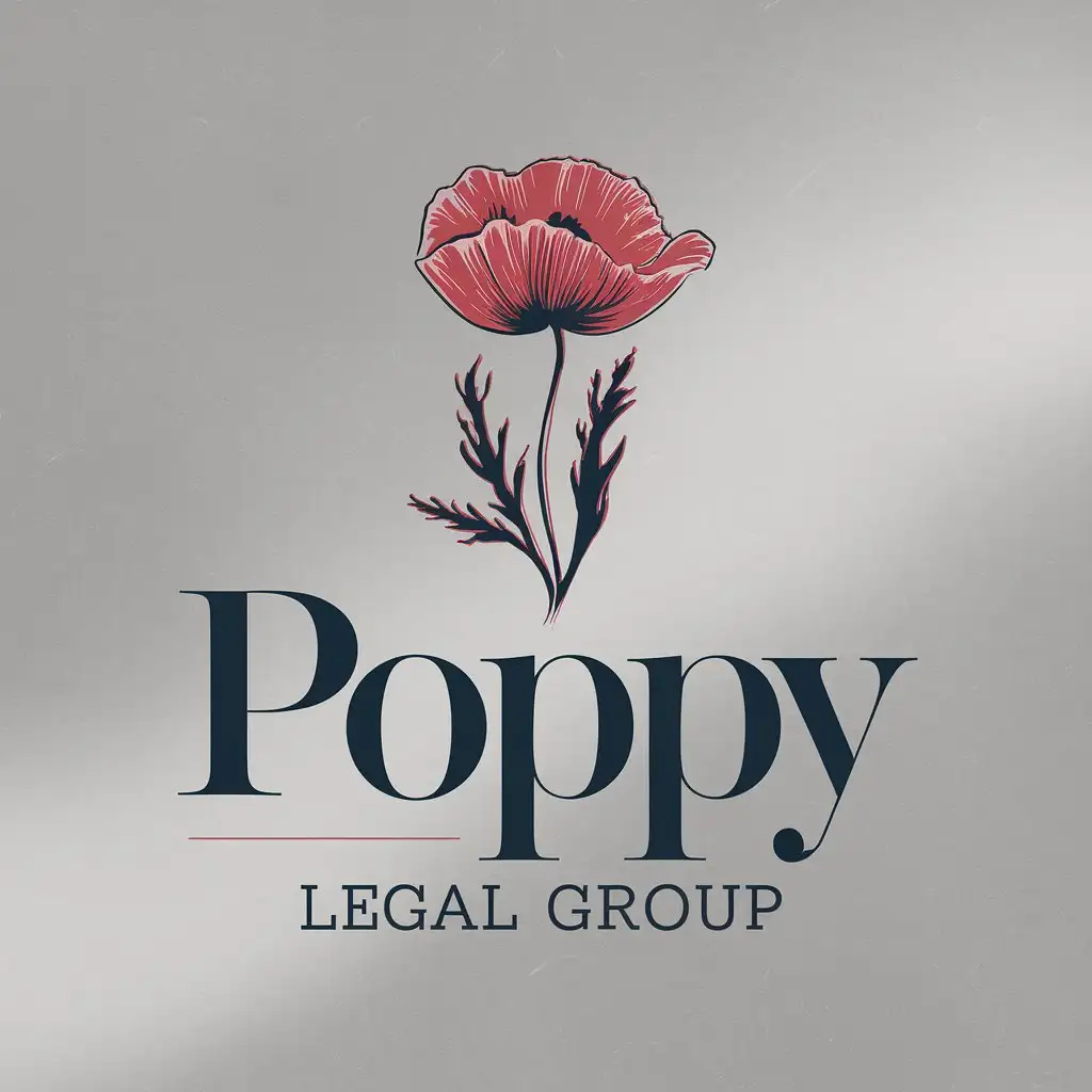 LOGO Design For POPPY Legal Group Minimalist Poppy Flower in Red Blue