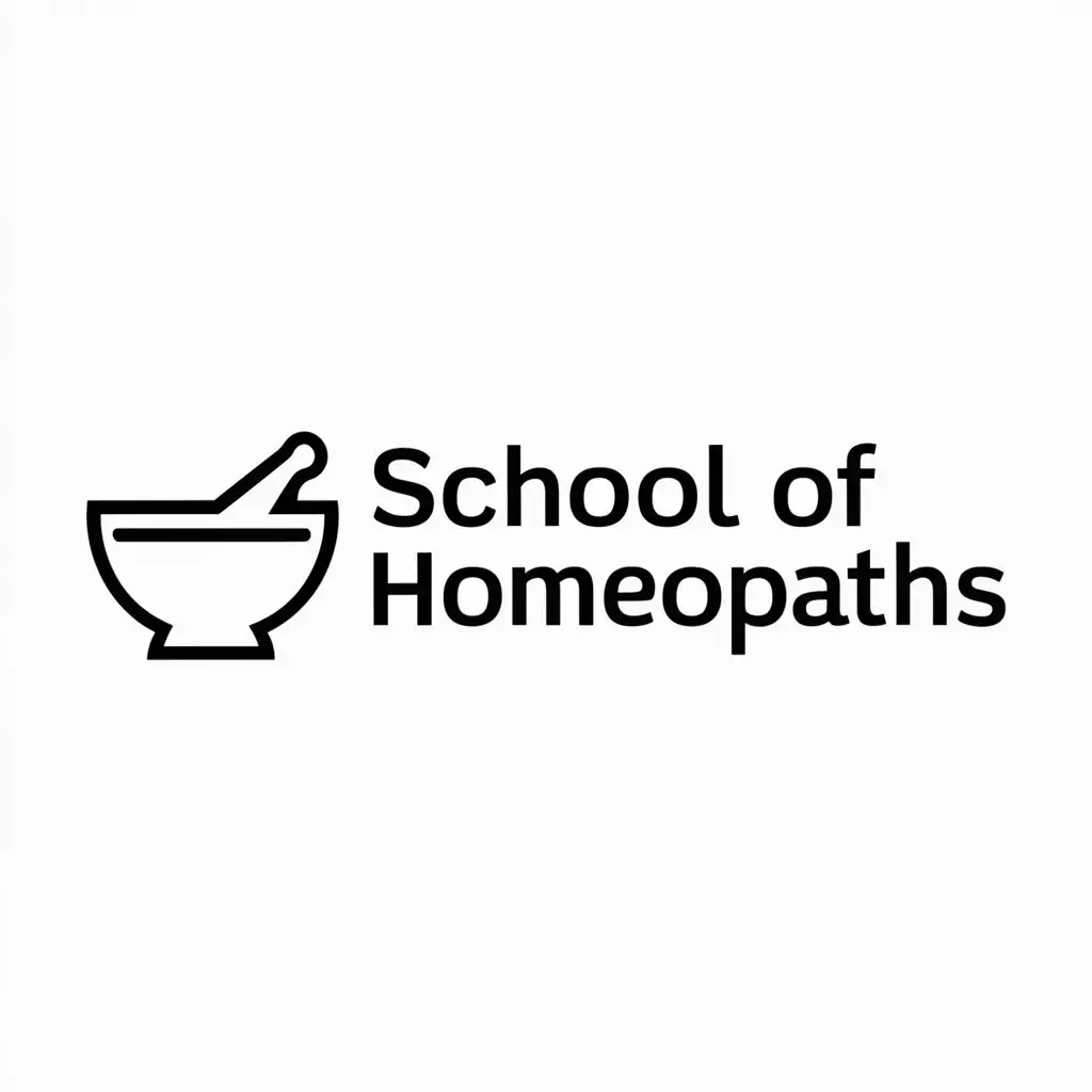 a logo design,with the text "School of Homeopaths", main symbol:homoeopathic mortar and pestle,Moderate,be used in Medical Dental industry,clear background