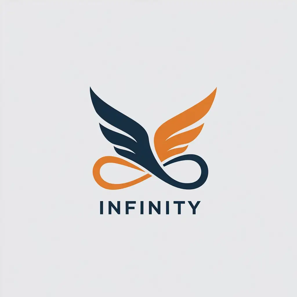 LOGO Design for Infinity Minimalistic Vector with Small Wing Symbol and Clear Background