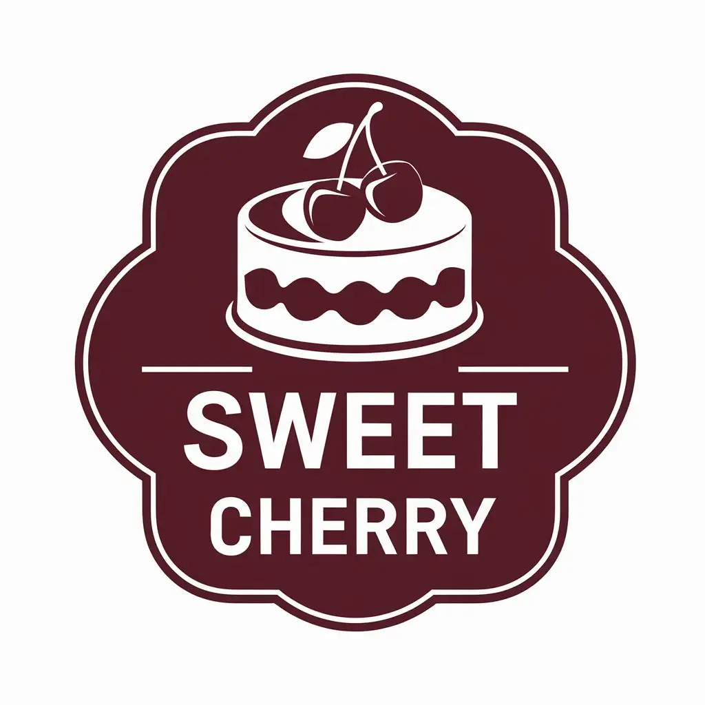 a vector logo design,with the text "Sweet cherry", main symbol:Cherry cake,Moderate,be used in confectioner industry,clear background