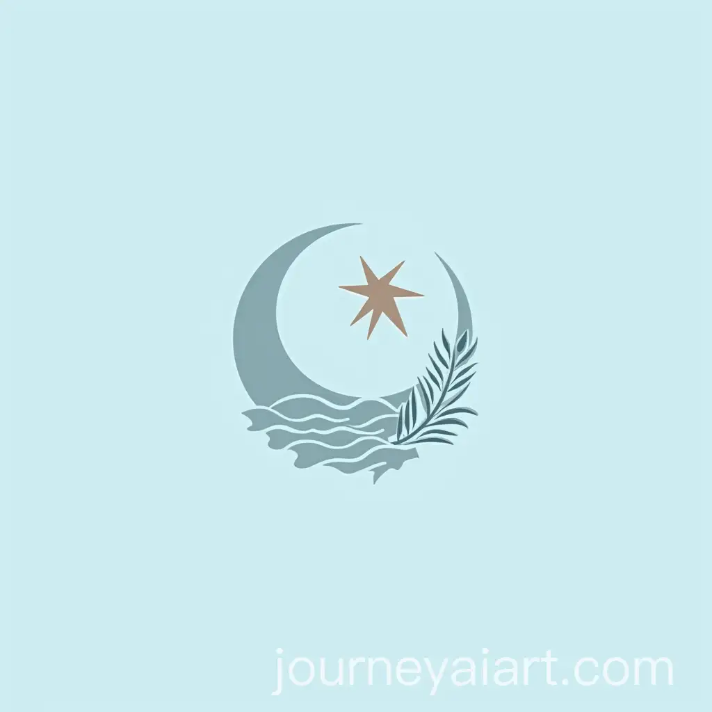Minimalist-Logo-Design-with-Crescent-Moon-Star-Leaves-and-Sea-Waves