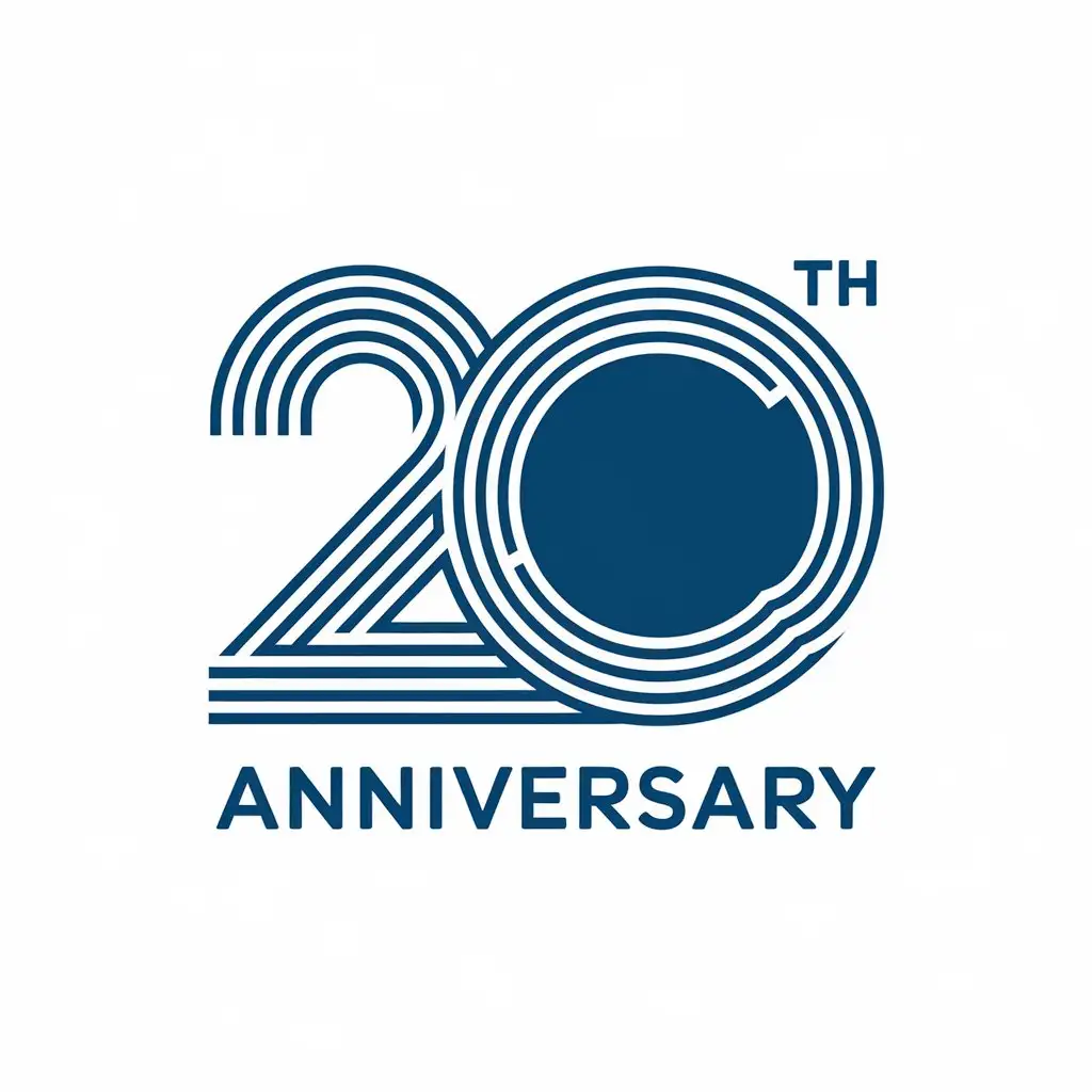 a vector logo design,with the text "20th anniversary", main symbol:blue,Moderate,be used in Others industry,clear background