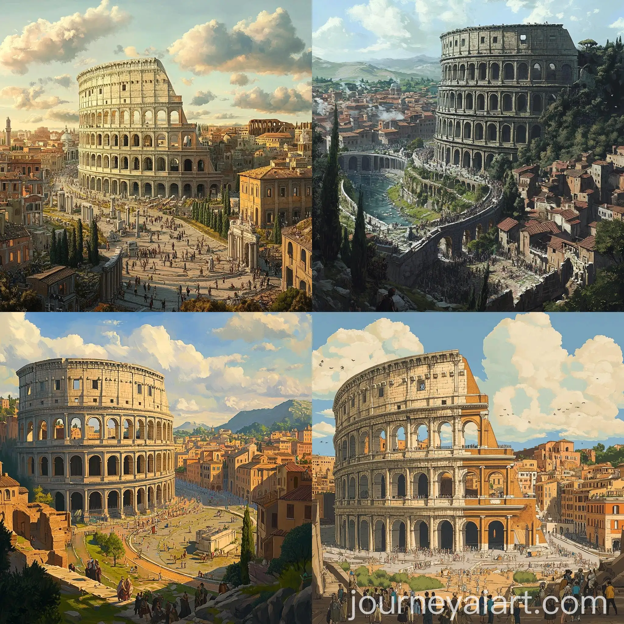 Modern-Cityscape-with-Restored-Roman-Colosseum-and-Locals-and-Tourists