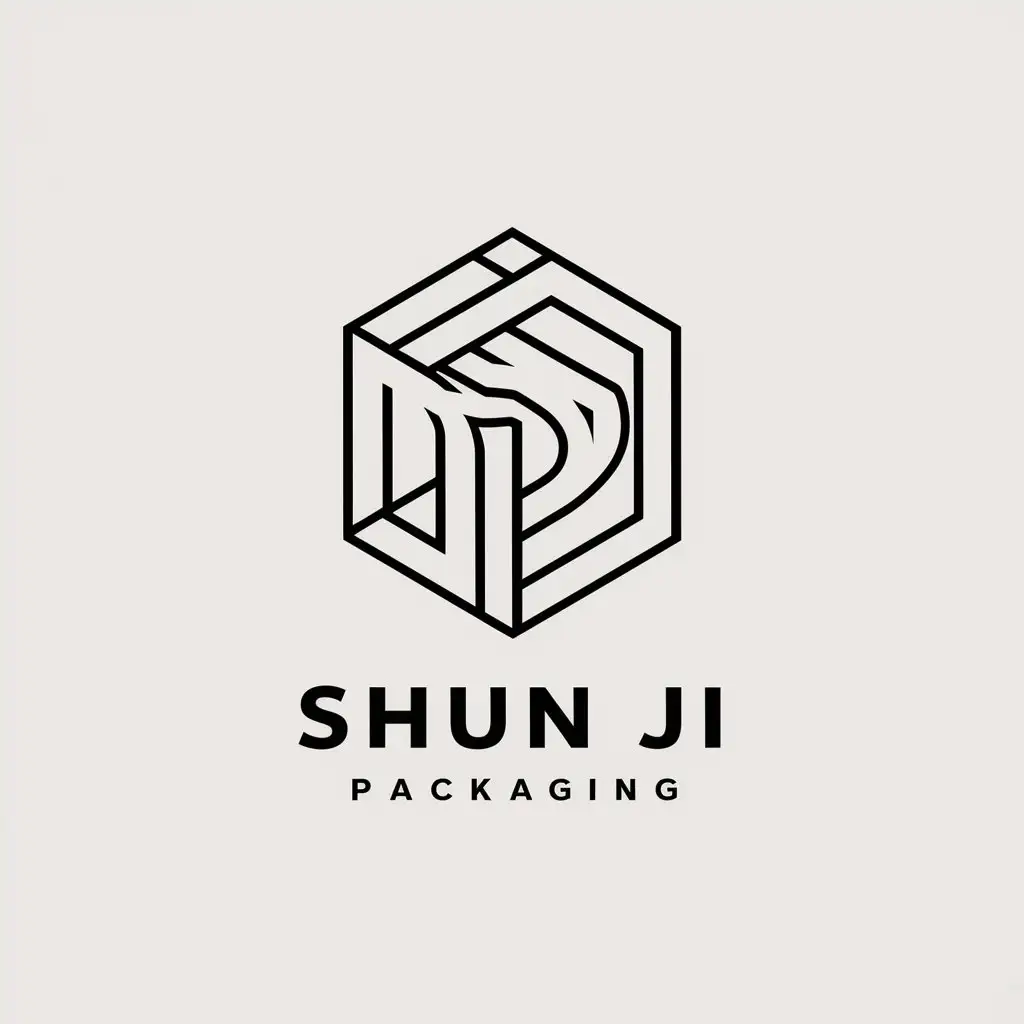 a vector logo design,with the text "SHUN Ji", main symbol:packaging, environmental protection,Moderate,be used in Others industry,clear background