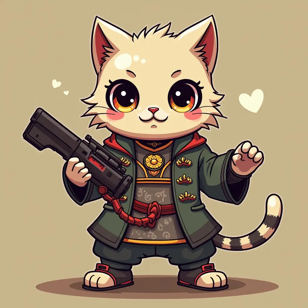 Arrogant-Cute-Robot-Cat-Inspired-by-Zhao-Yun-with-the-Emperors-Gun