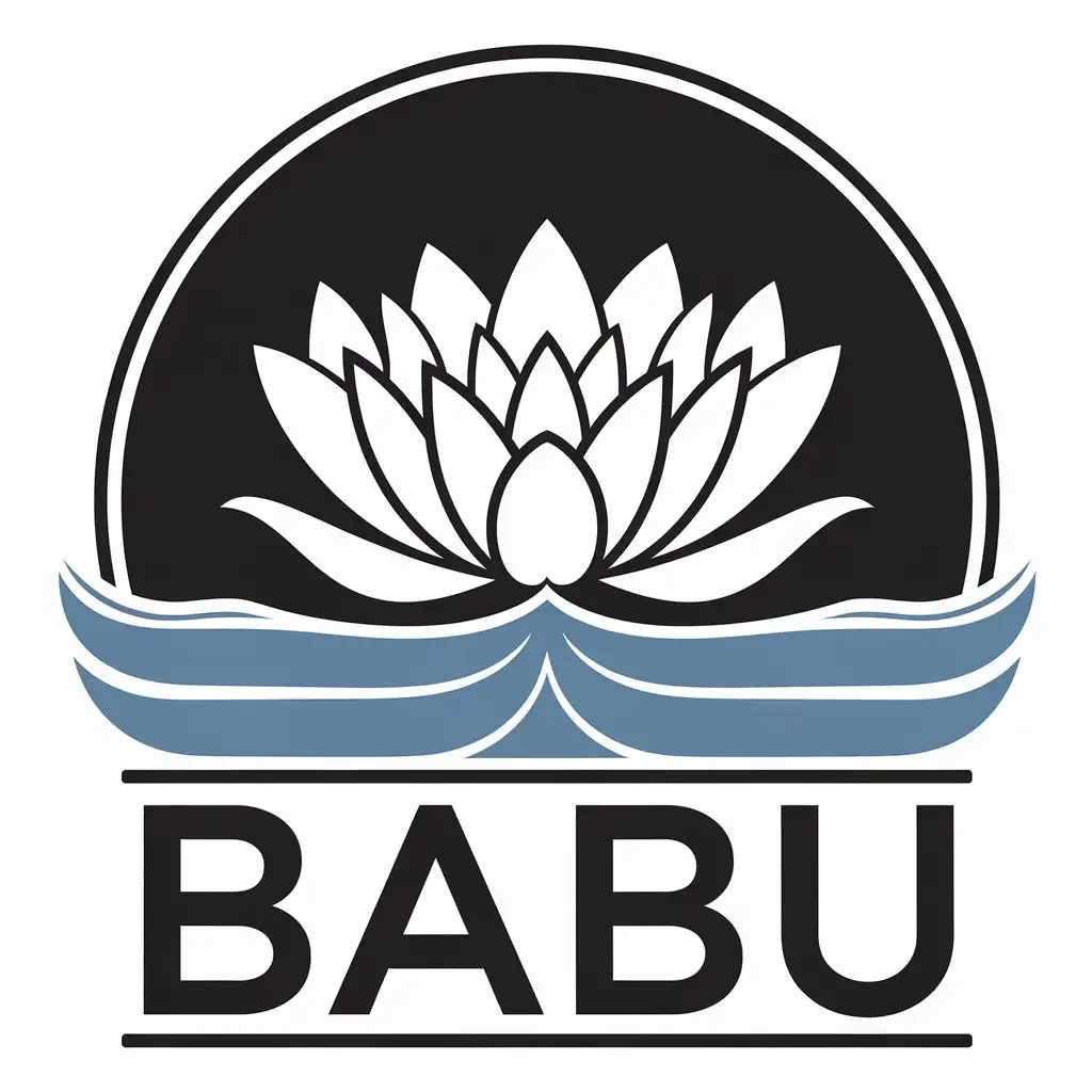 LOGO-Design-for-Babu-Vector-Logo-Featuring-Water-Lily-Symbol-with-Clear-Background