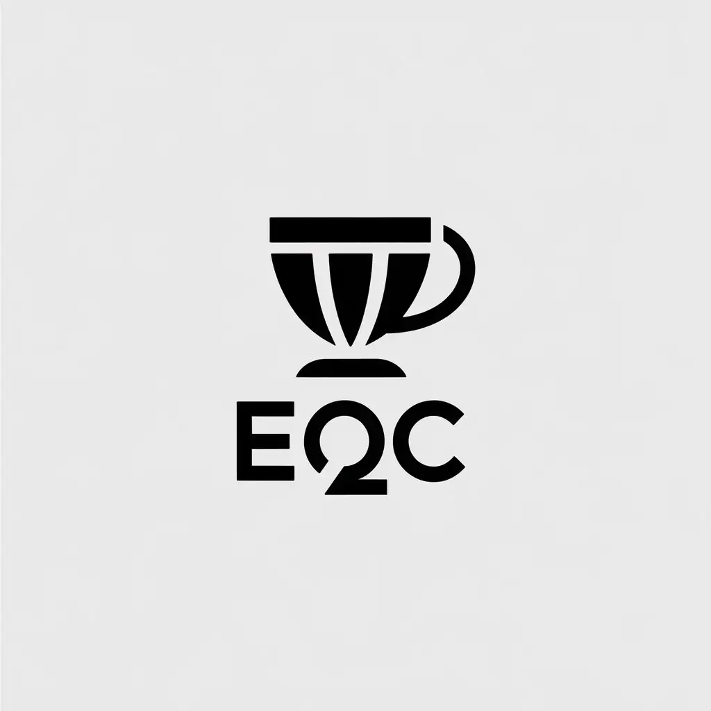 a vector logo design,with the text "EQC", main symbol:cup,Minimalistic,clear background