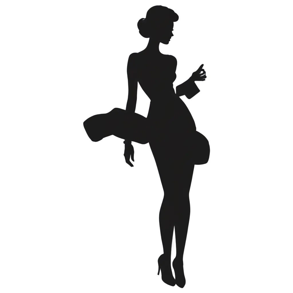 Luxury-Woman-Silhouette-PNG-Elegant-Black-Silhouette-of-a-WellDressed-Woman