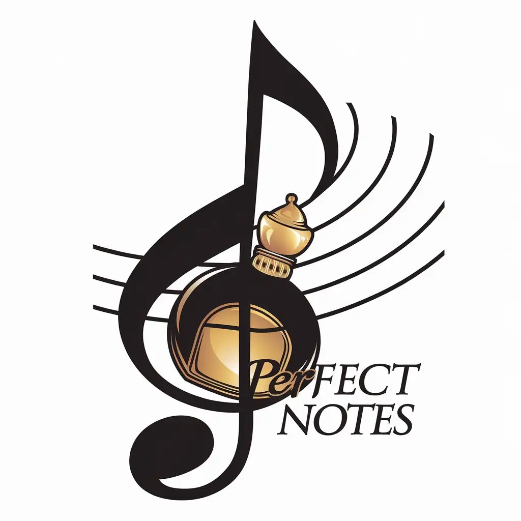 a vector logo design,with the text "Perfect Notes", main symbol:Perfume,Moderate,clear background