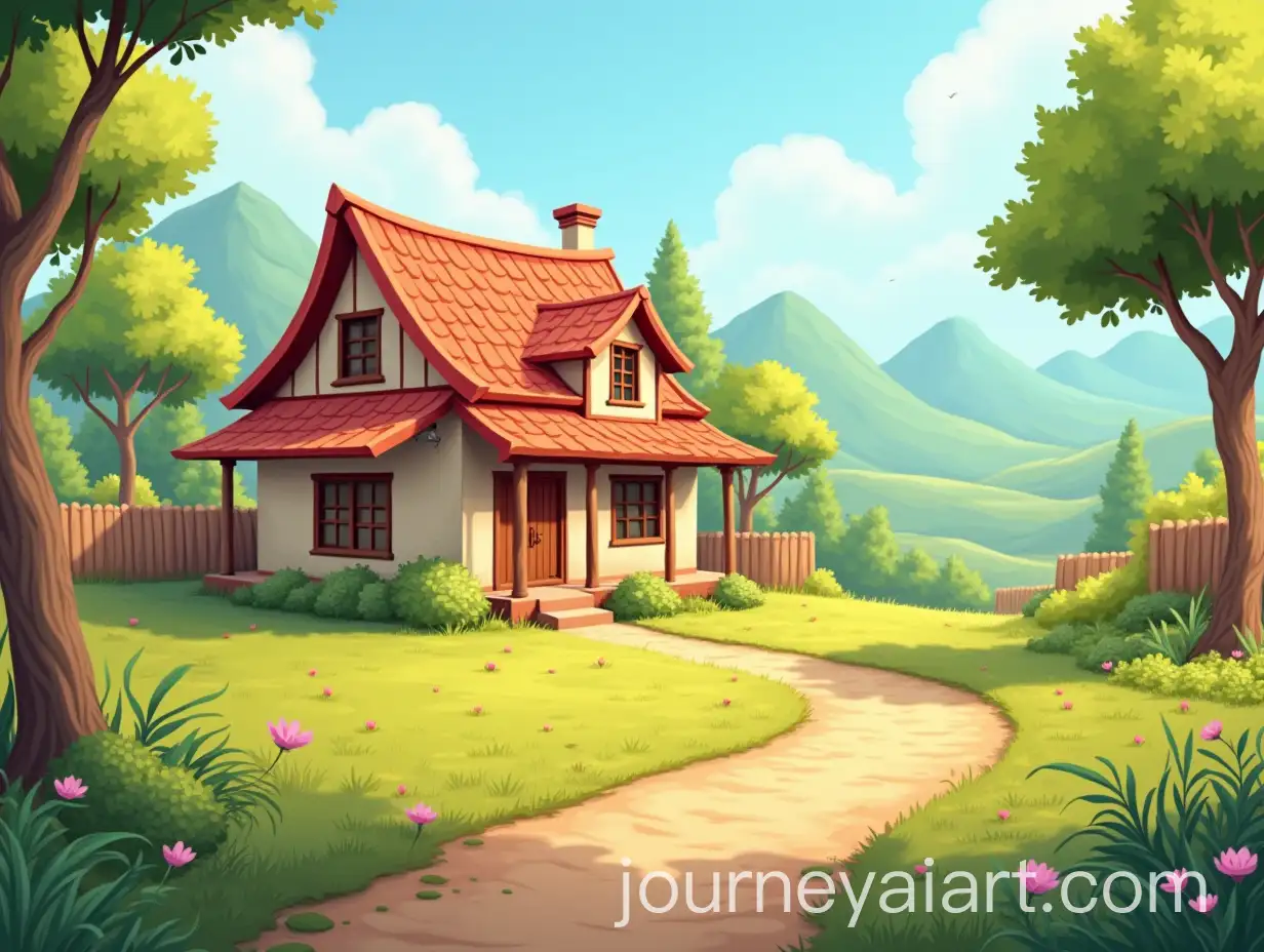 Charming-Indian-Rural-Village-House-in-a-Cartoon-Style-Setting