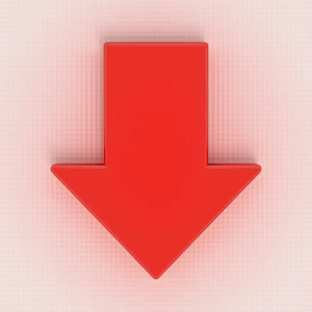 Image arrow down color red, size medium, 3d model,