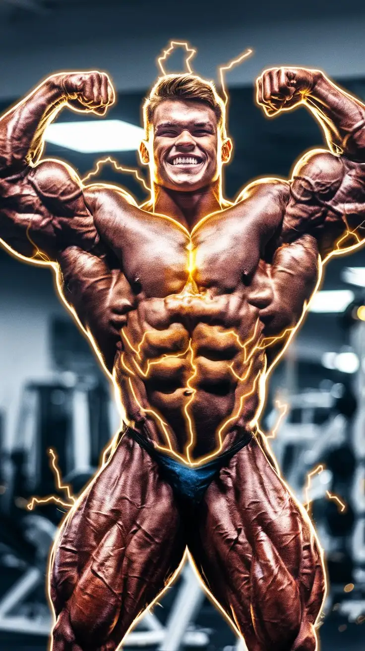 Young-Bodybuilder-Flexing-with-Golden-Superpower-Glow-and-Intensity