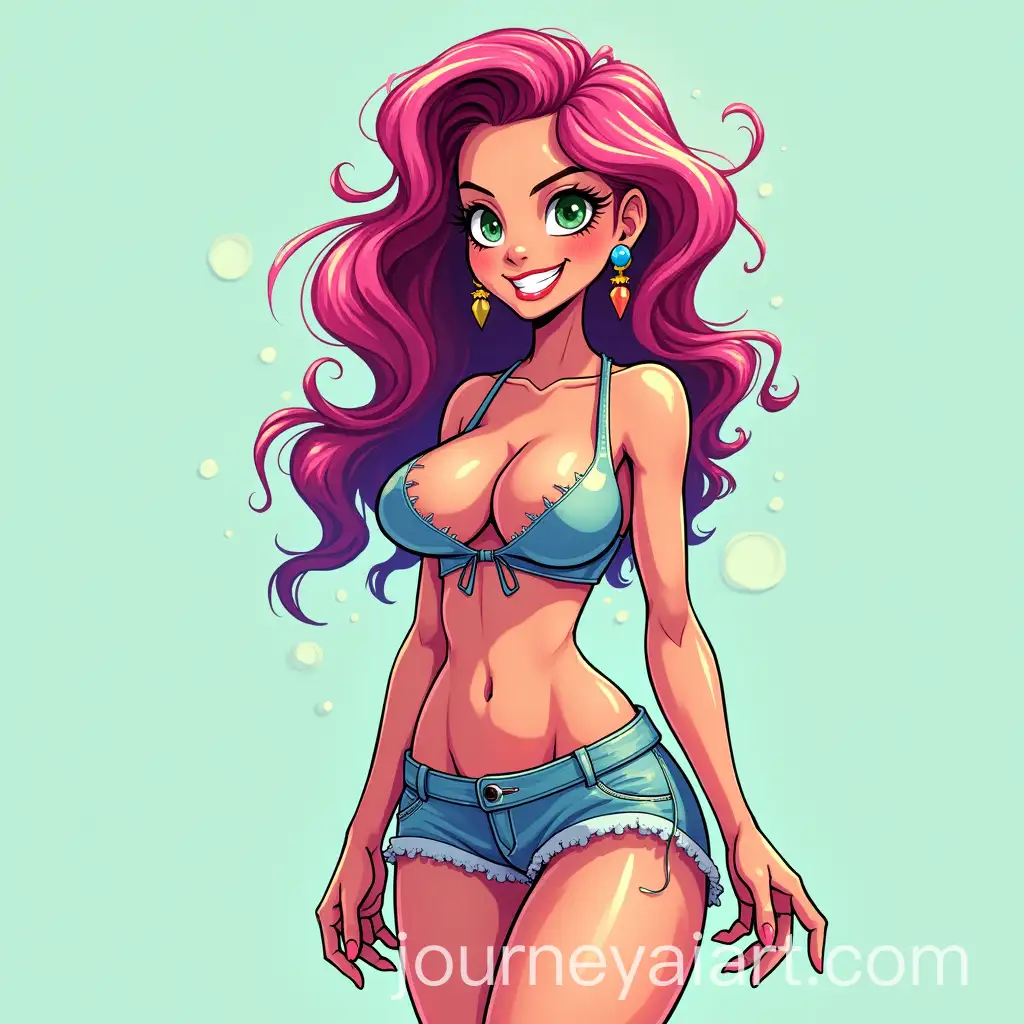 Playful-and-Vibrant-Slimy-Character-Art-of-Colorful-Slime-Woman-in-Shorts