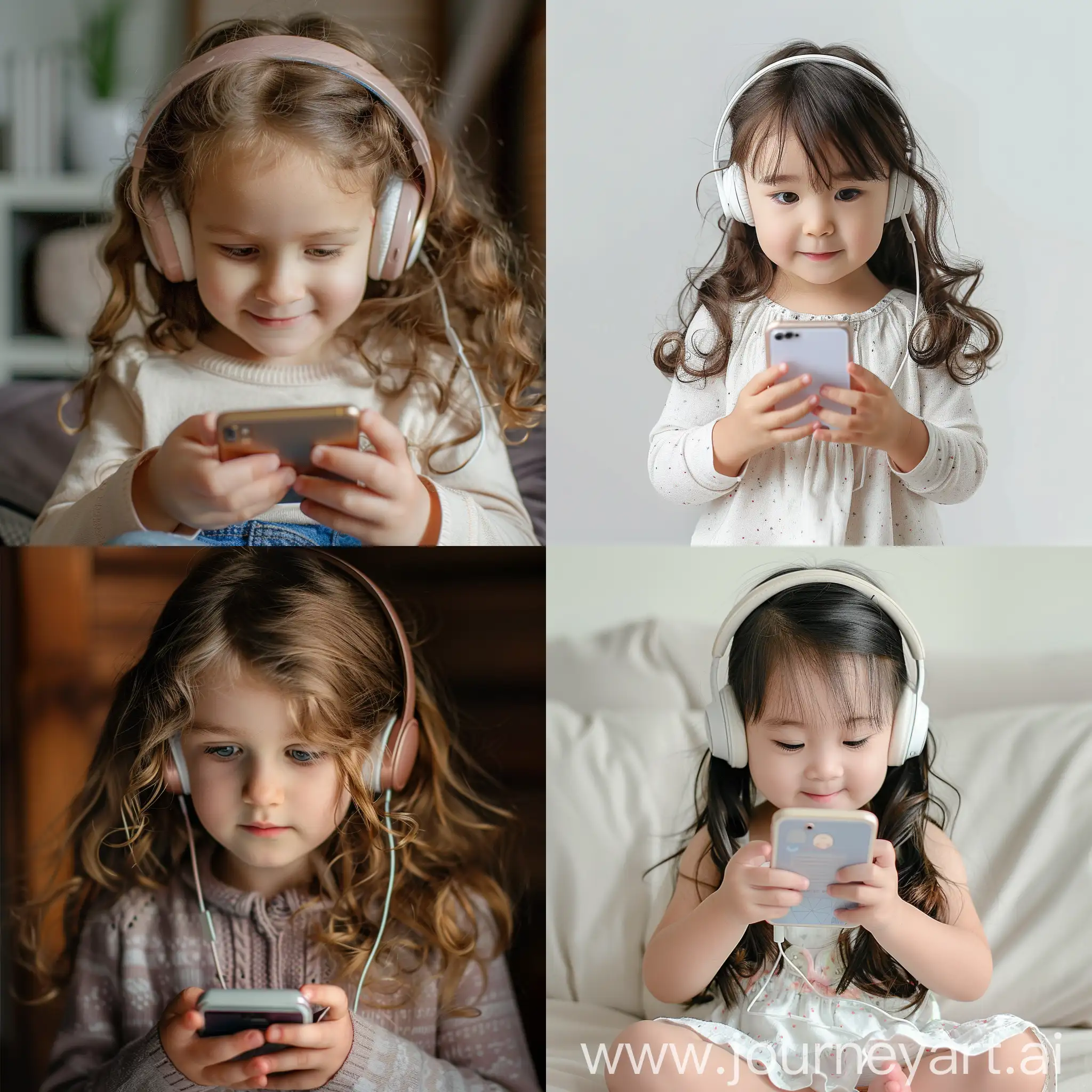 Adorable-5YearOld-Girl-Listening-to-English-on-Phone