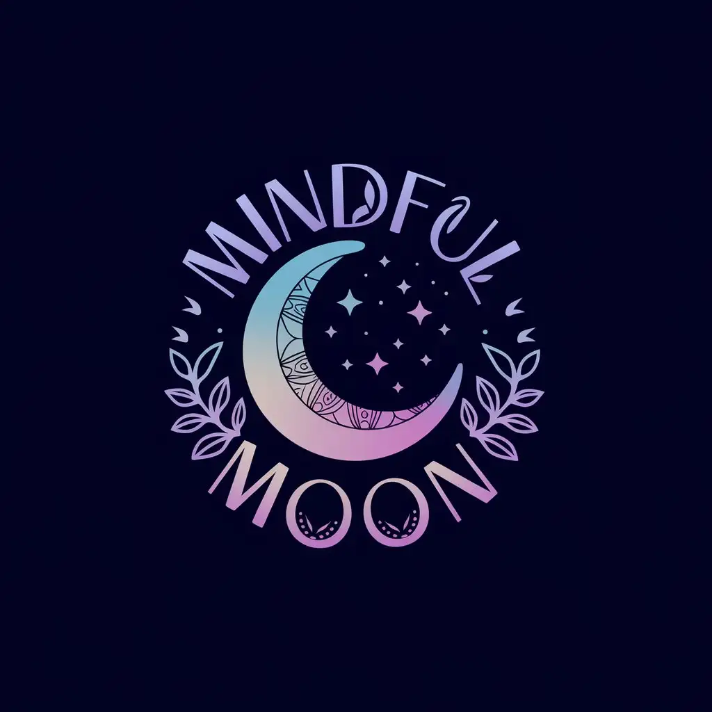 LOGO Design for Mindful Moon Pastel Crescent Moon with Mandala Patterns and Serene Seasonal Motifs