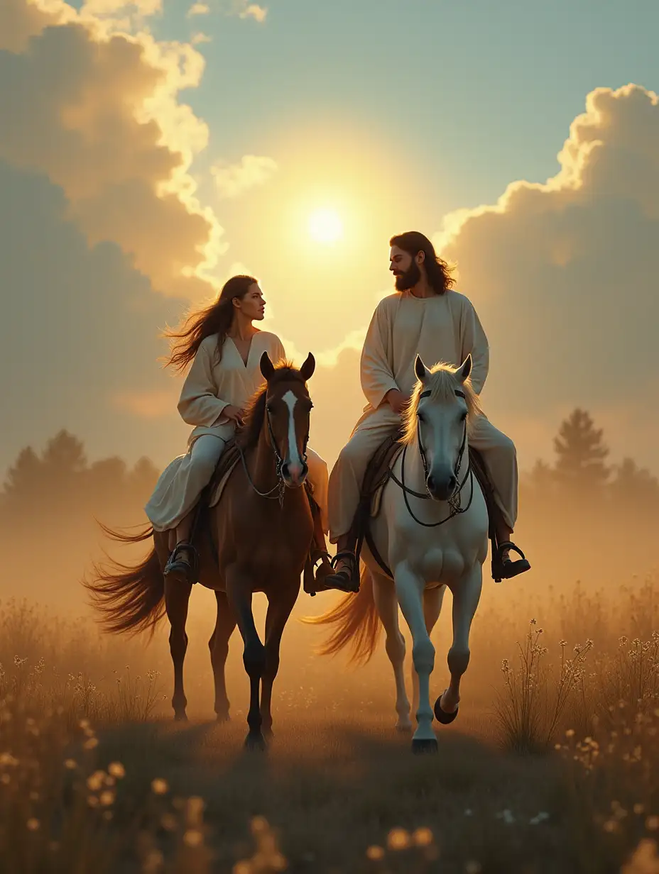 Jesus and I rode horses bare back to the back of the property then got off and we were hanging out in a clearing. Animals started joining us and I thought that was so super cool and I wanted you guys to see it, so I hopped up to go get y’all and he said. No, no, let me do it.” He left and then came back with my husband, daughter, and son. Then Mary joined us and put her mantle around us, and the Holy Spirit, in the form of a dove, immediately came behind her and put his wings on top of her and Us.