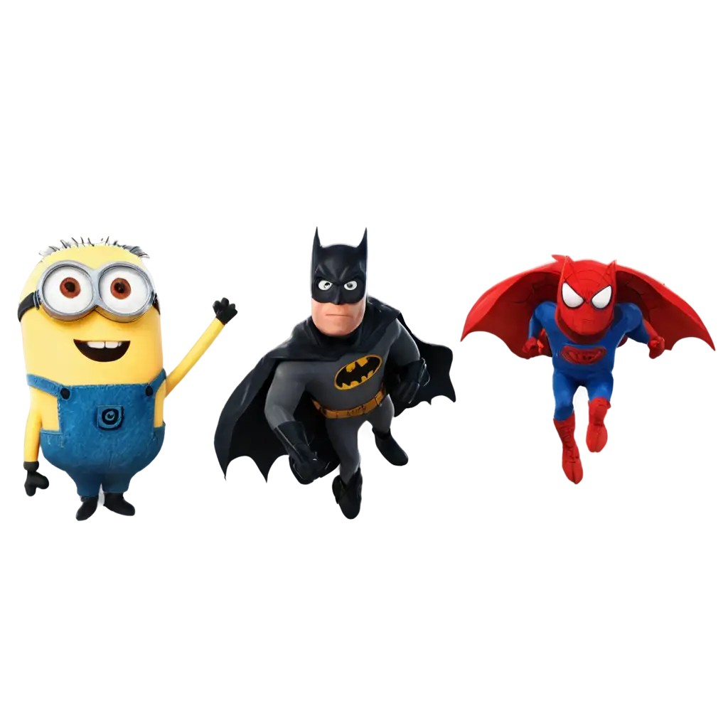 Minion-Spongebob-Batman-Spiderman-PNG-Image-High-Quality-for-Creative-Projects