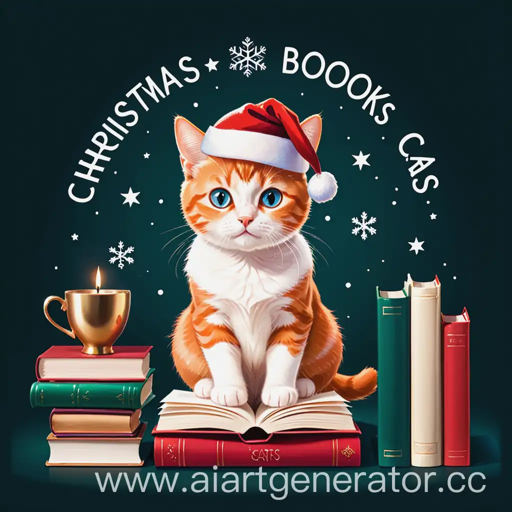 Cozy-Christmas-Scene-with-Books-and-Cats