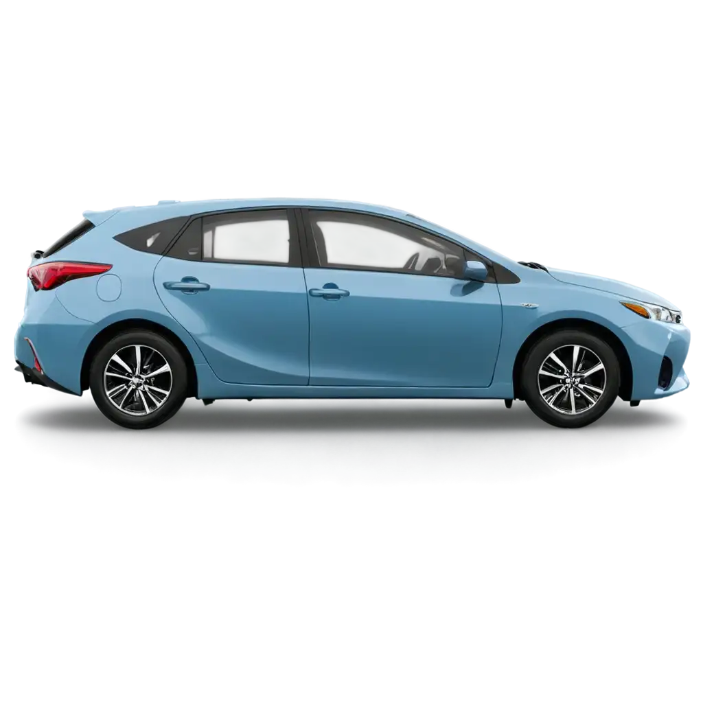 toyota car with one side standing with shadow right side blue color