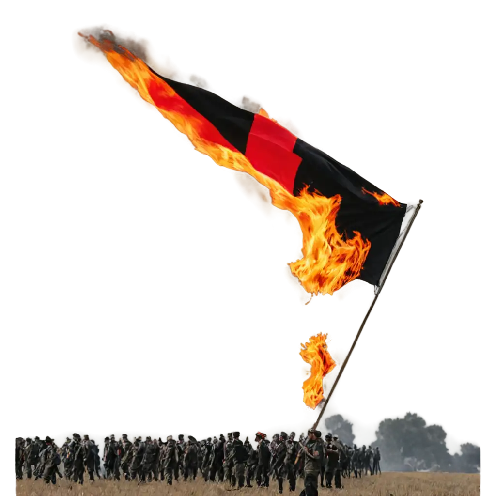 Burning-Flag-on-Battlefield-PNG-Image-Symbolism-and-Impact