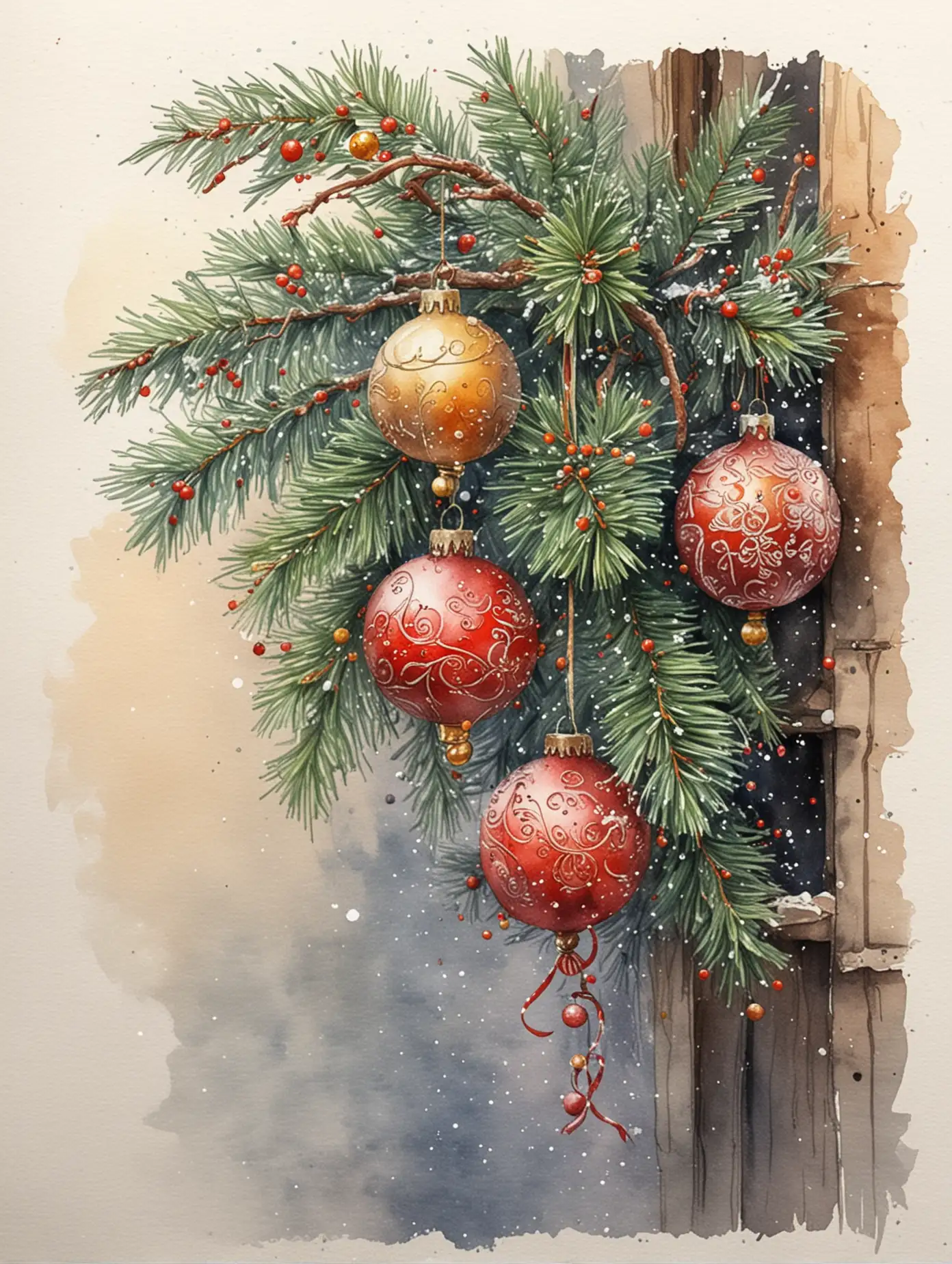 New-Year-Watercolor-Drawing-with-Detailed-Sketch-and-HighQuality-Art