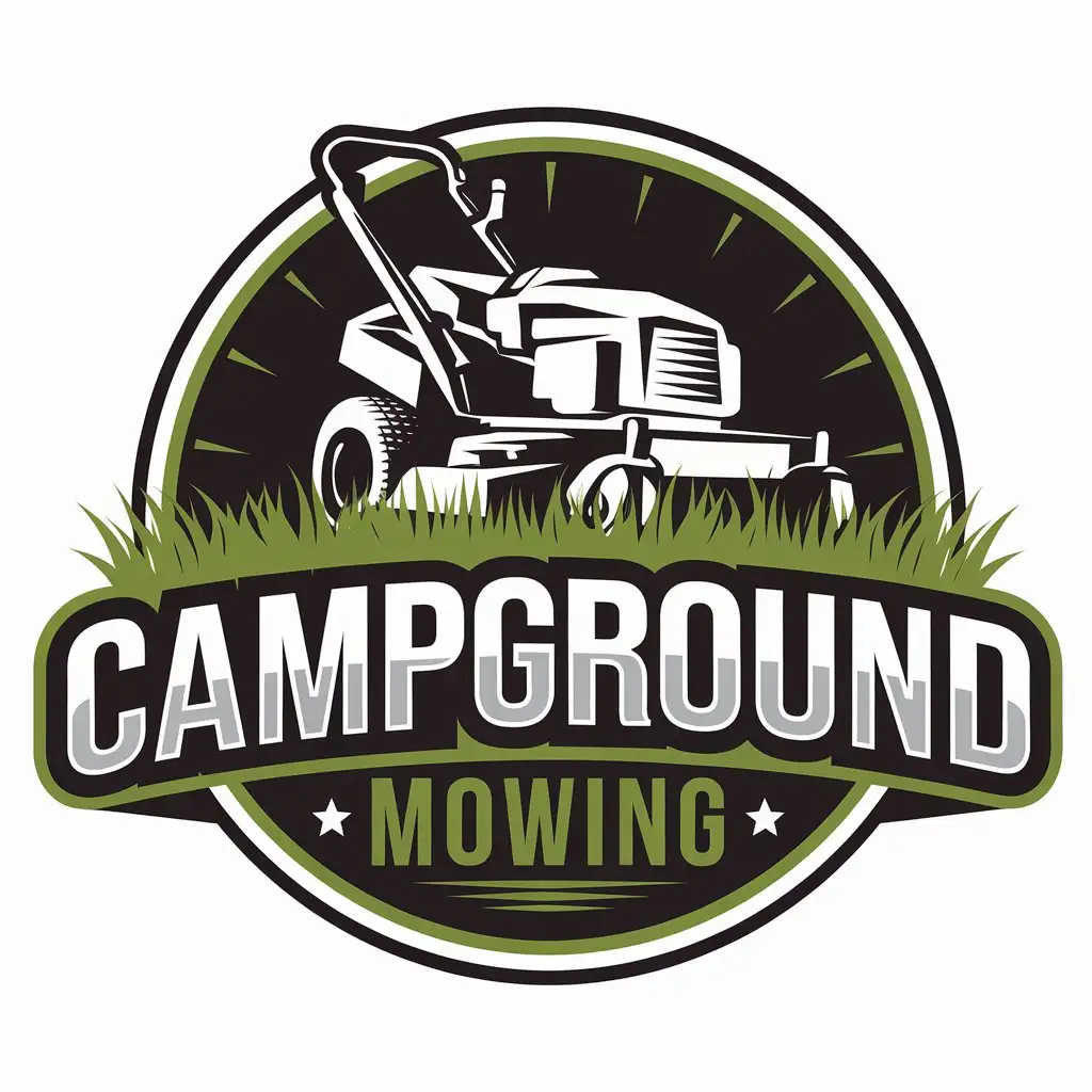 LOGO Design for CampGround Mowing Lawn Mower with Moderate Style and Clear Background