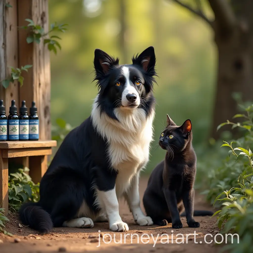 Sincere-Friendship-Between-Border-Collie-and-Black-Cat-in-Ardche-Natural-Setting