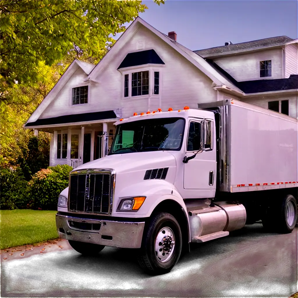 Warm-Feeling-PNG-Image-Truck-Outside-a-House-on-a-Bright-Day