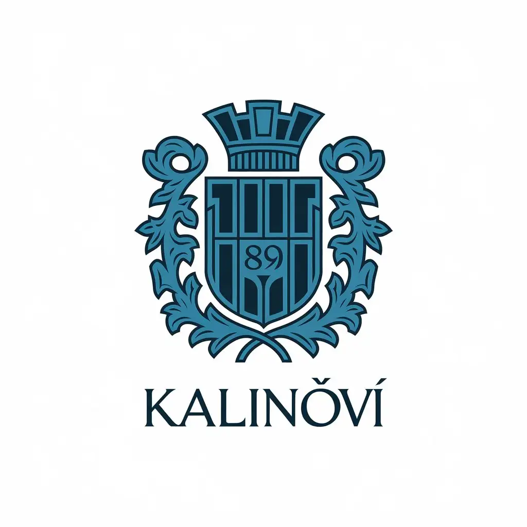 LOGO Design for Kalinovi Heraldic Shield with Viburnum Branches and 89 for Real Estate Industry