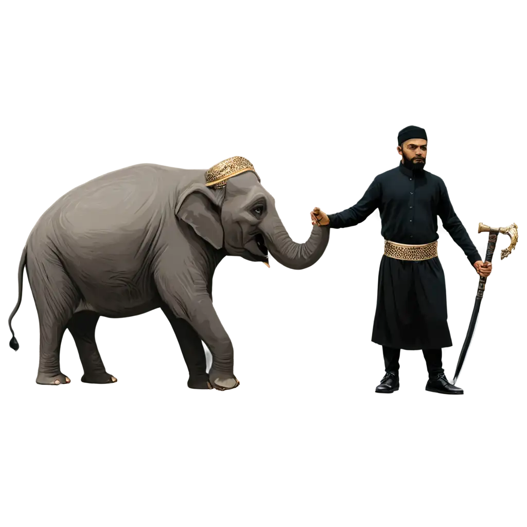 PNG-Image-of-Elephant-with-Muslim-Warrior-Unique-Vector-Art-for-Diverse-Applications