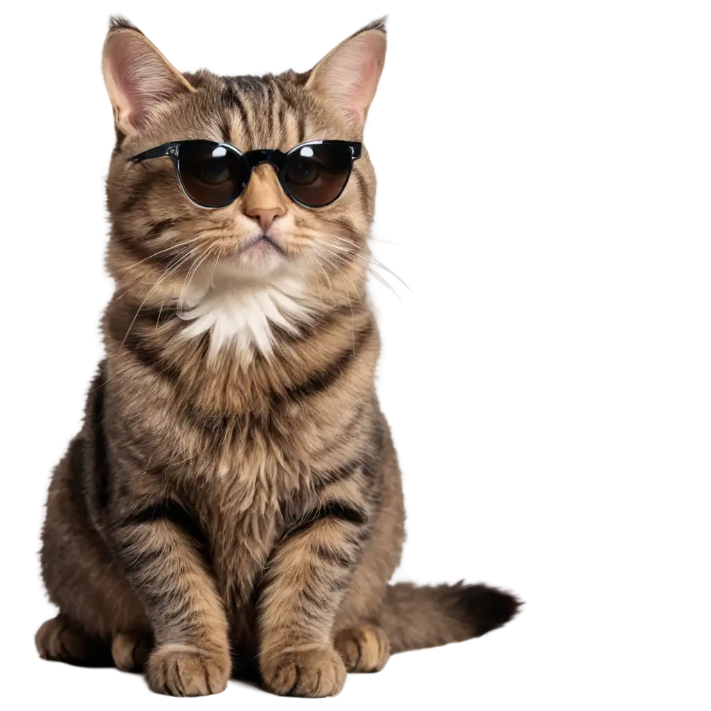 A cat wear sun glass in sunny outdoor