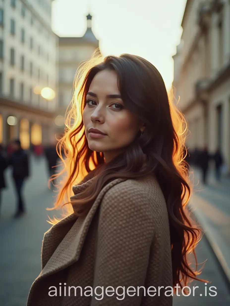 Elegant-Woman-Walking-Through-Urban-Cityscape