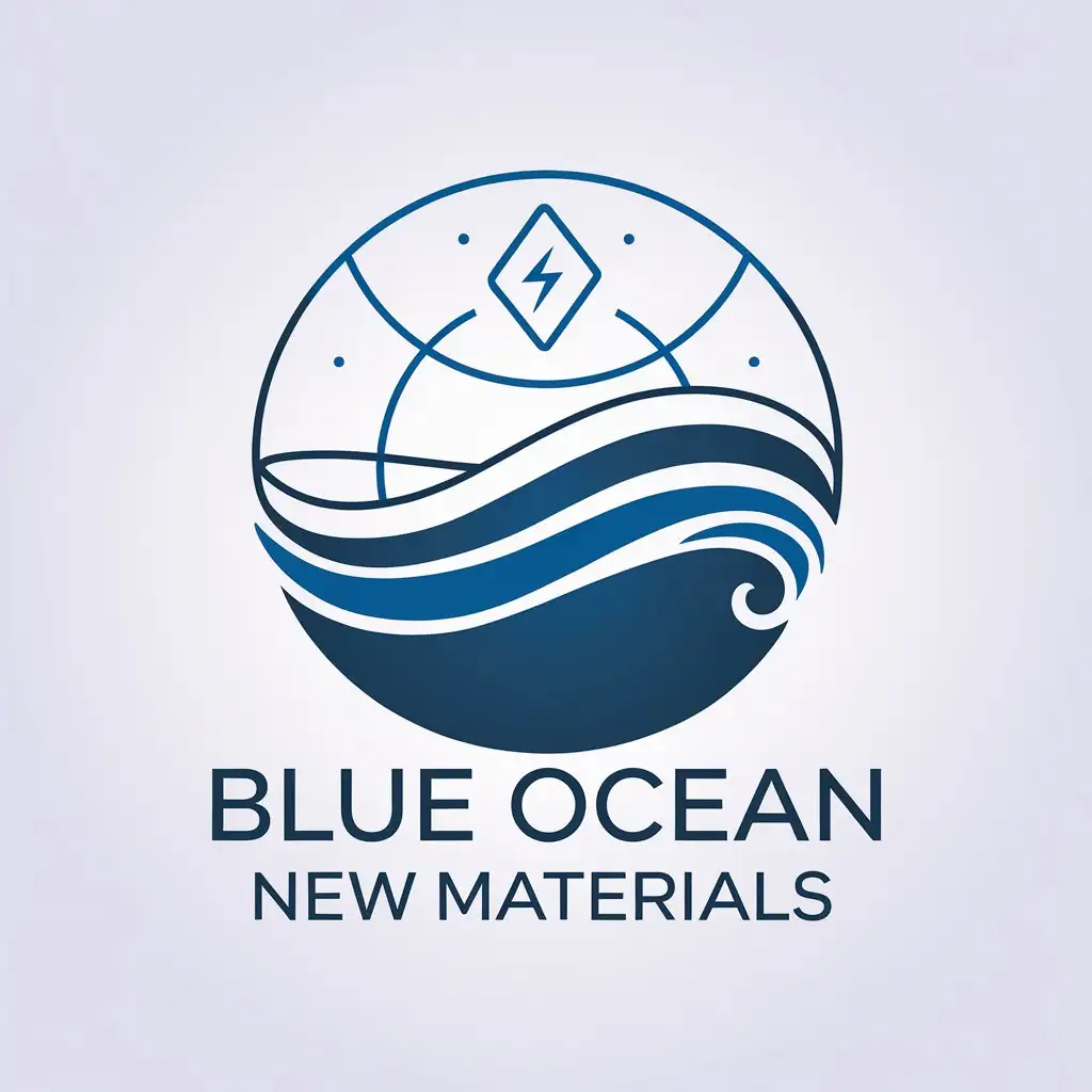 a vector logo design,with the text "blue ocean new materials", main symbol:Ocean, new energy,Moderate,be used in Technology industry,clear background