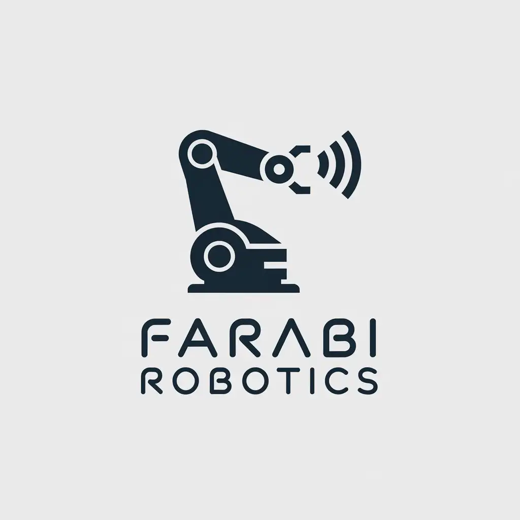 LOGO Design for Farabi Robotics Minimalist Arm Robot with WiFi Symbol for Tech Industry