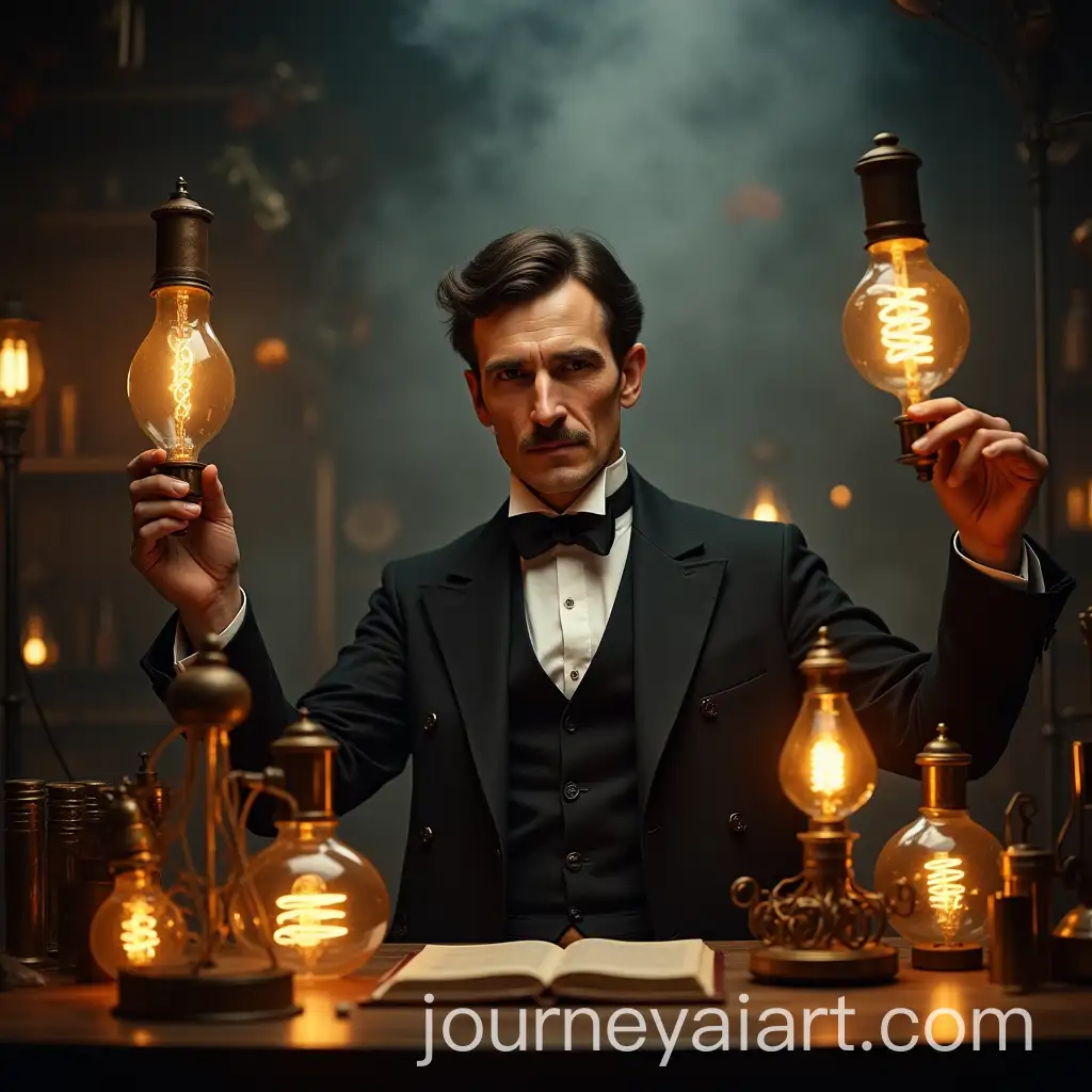 Nikola-Tesla-in-a-Dramatic-Invention-Scene-with-Glowing-Apparatuses