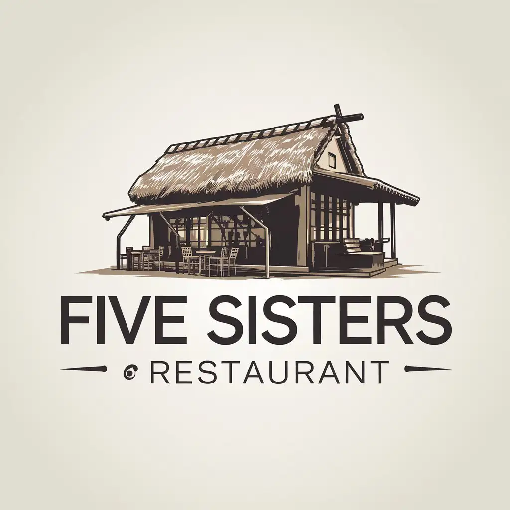 LOGO-Design-For-Five-Sisters-Georgian-Restaurant-Theme-in-Vector-Style