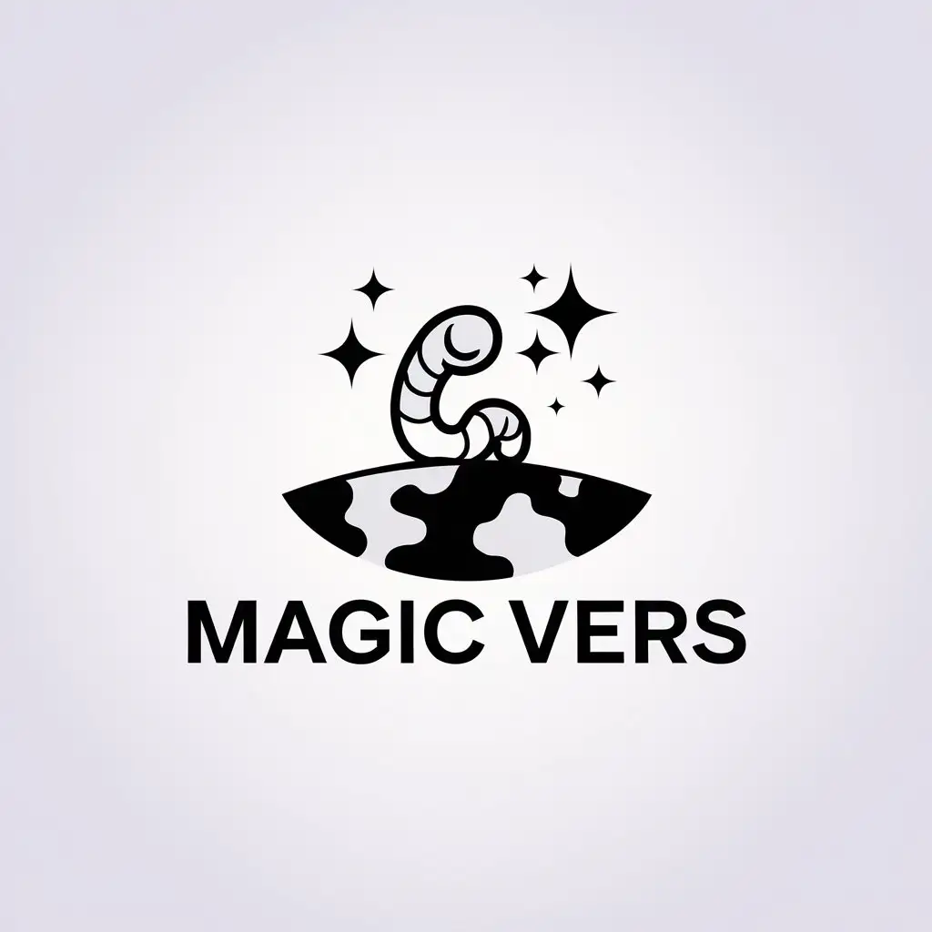 LOGO Design for Magic Vers Simple Worm Rising from Earth with Magic Sparkles in Minimalistic Style