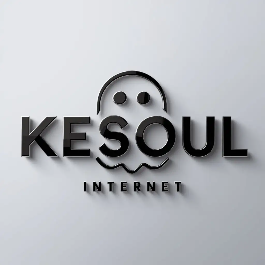 a logo design,with the text "KESOUL", main symbol:ghost,Minimalistic,be used in Internet industry,clear background